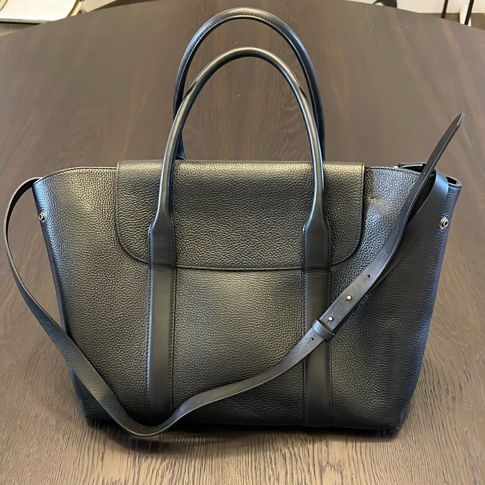 Cuyana Black Leather Tote with Removable Strap